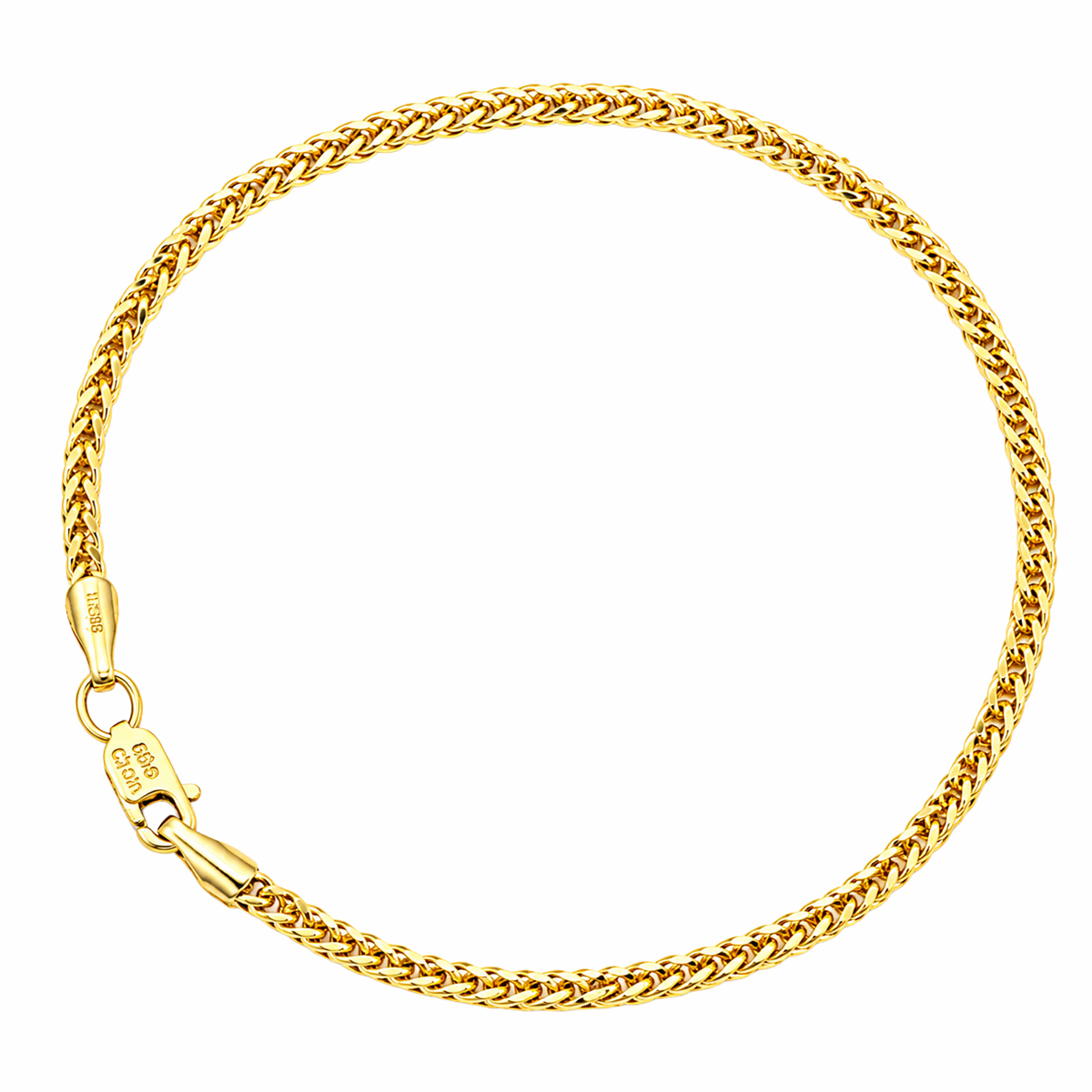 PULSO ESPIGA 18 CM CALIBRE 2 MM ORO DORADO 14 KILATES