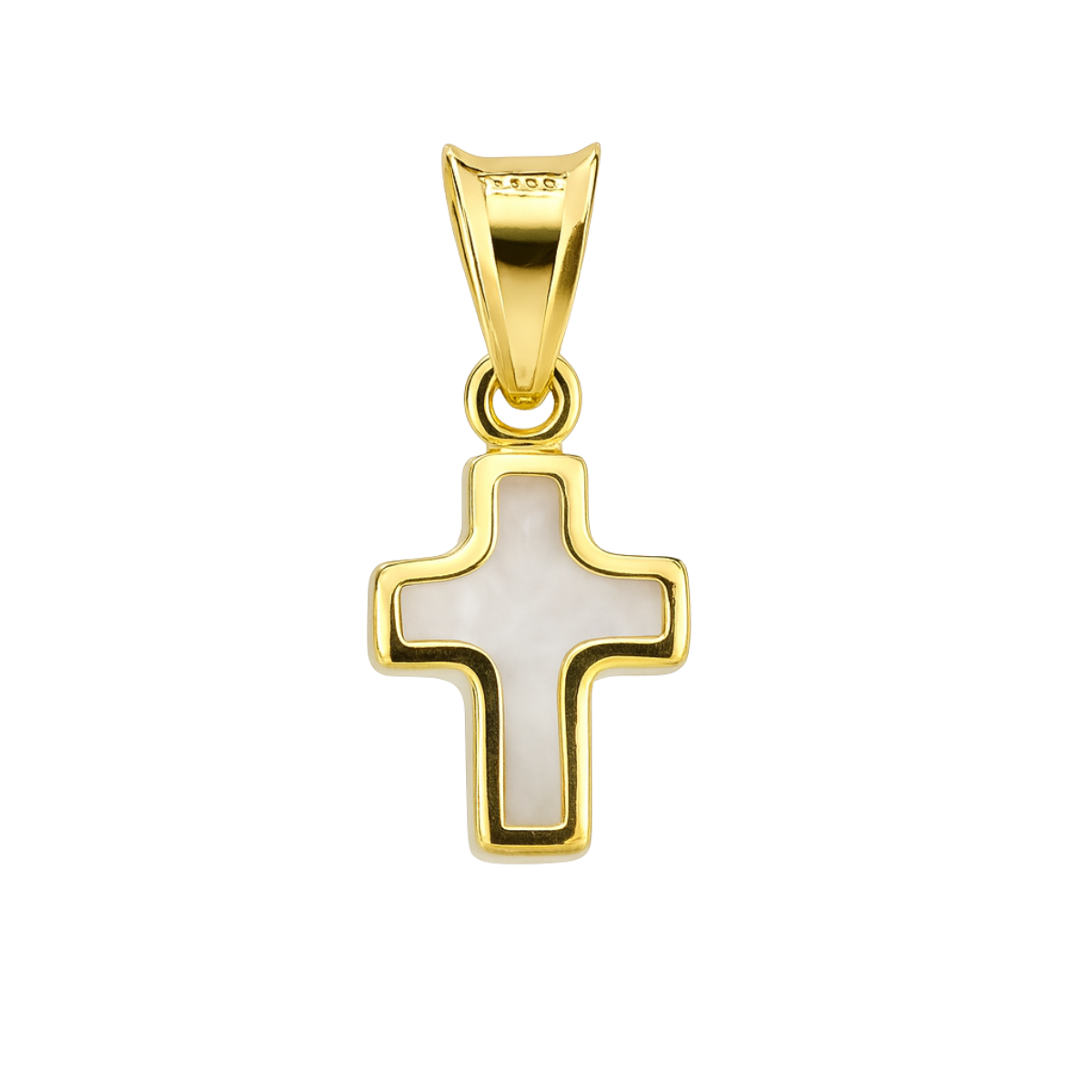 CRUZ/CRISTO ORO DORADO 10 KILATES MADRE PERLA